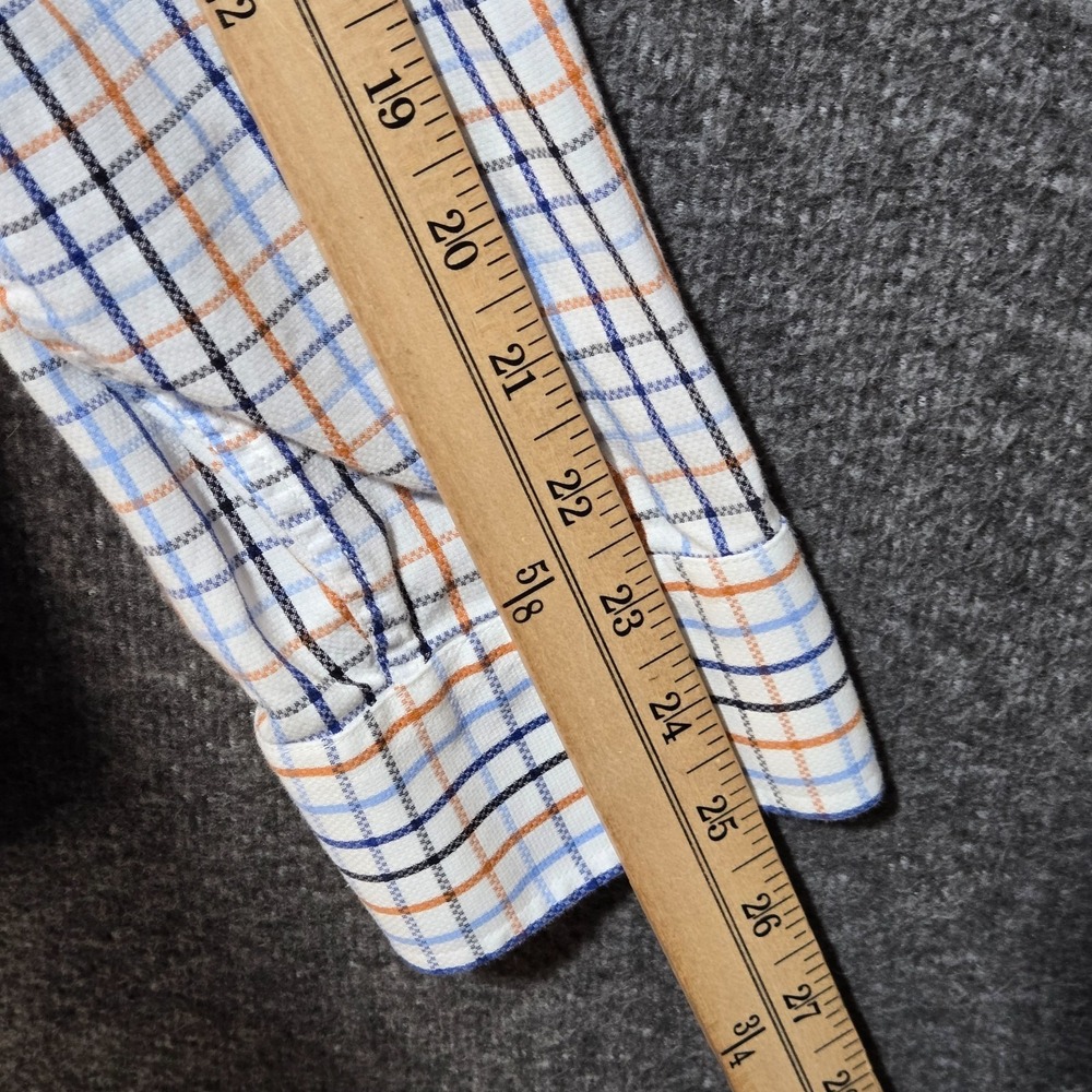 Johnston & Murphy Men's Check Twill Button Down Shirt Long Sleeve L Flip Cuff - Picture 7 of 10